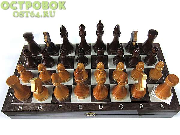 Шахматы гроссмейстерские с черной деревянной доской 02-121